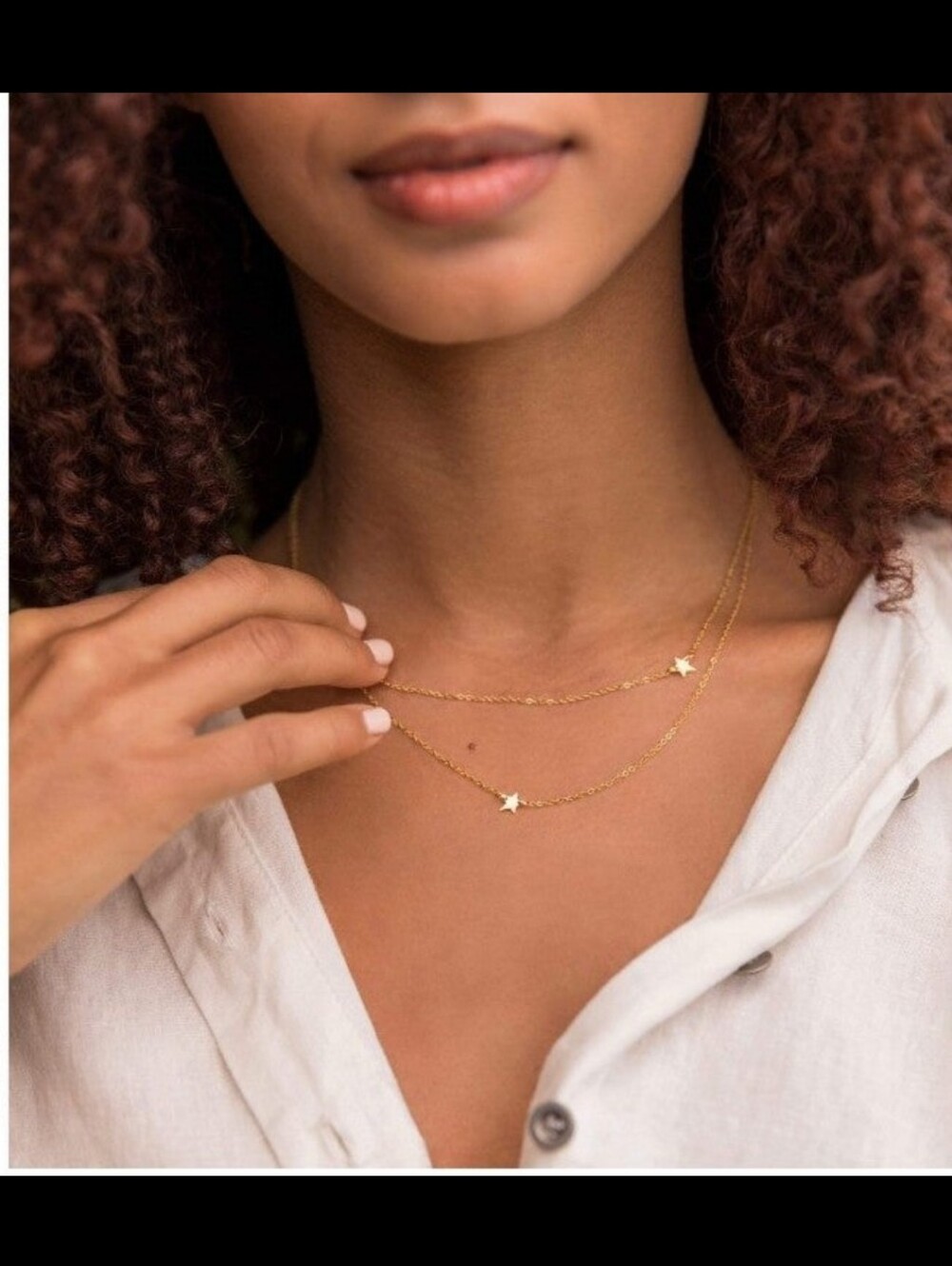 JZJ Jennifer Zeuner Gold Tone Layered Star Double Strand Necklace